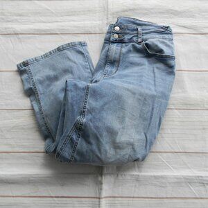 Judy Blue High Waist Double Button Waistband Wide Leg Crop Denim Jeans 88616 16W